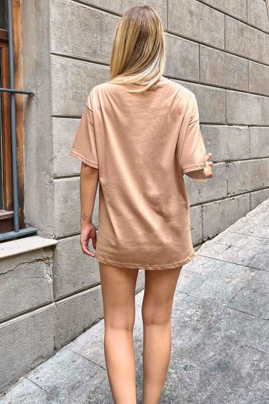 Vizon Babe Baskılı Oversize Kadın Tshirt - SWİST (2)