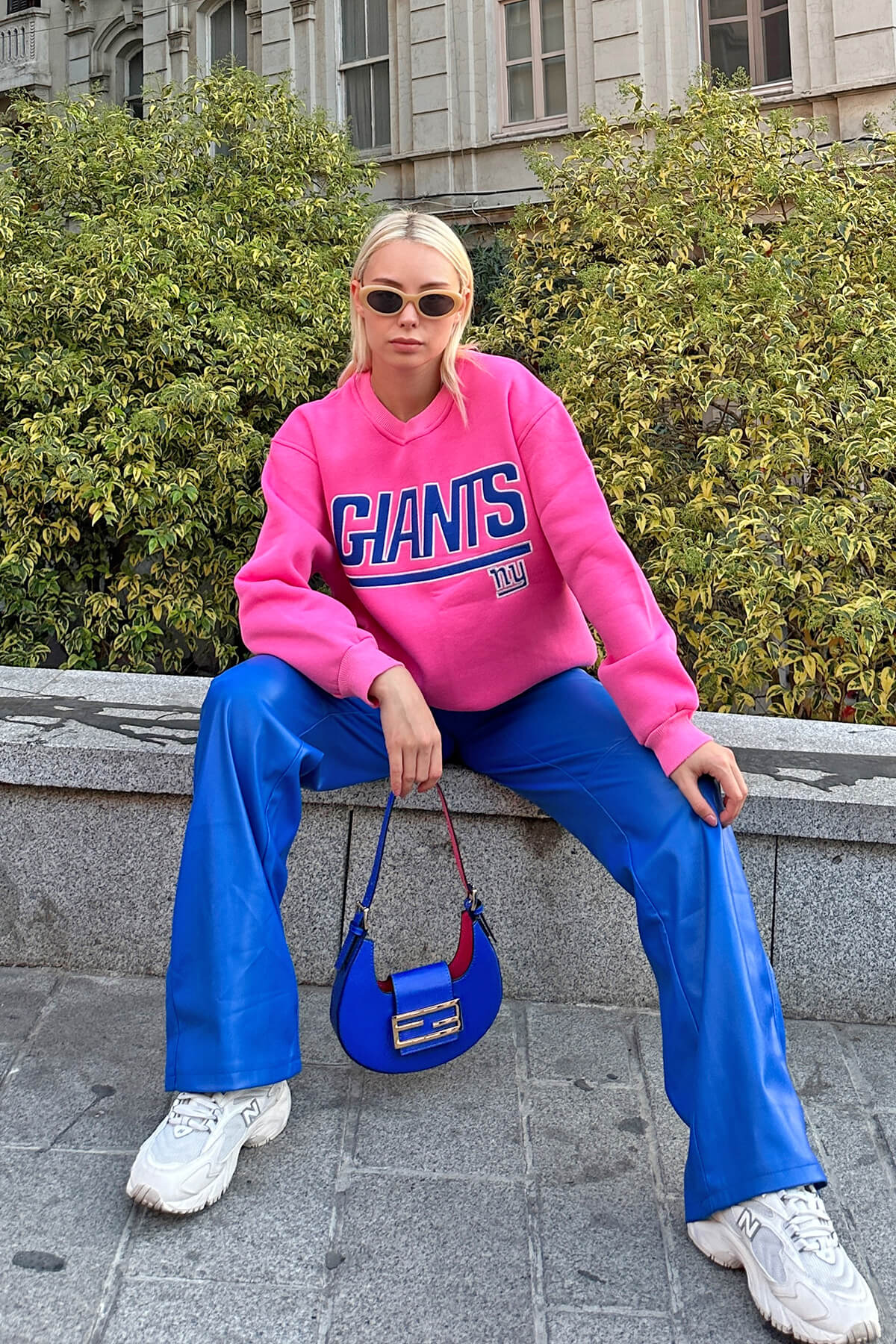 Pembe Giants Nakışlı İçi Pamuklu Kadın Sweatshirt - 2