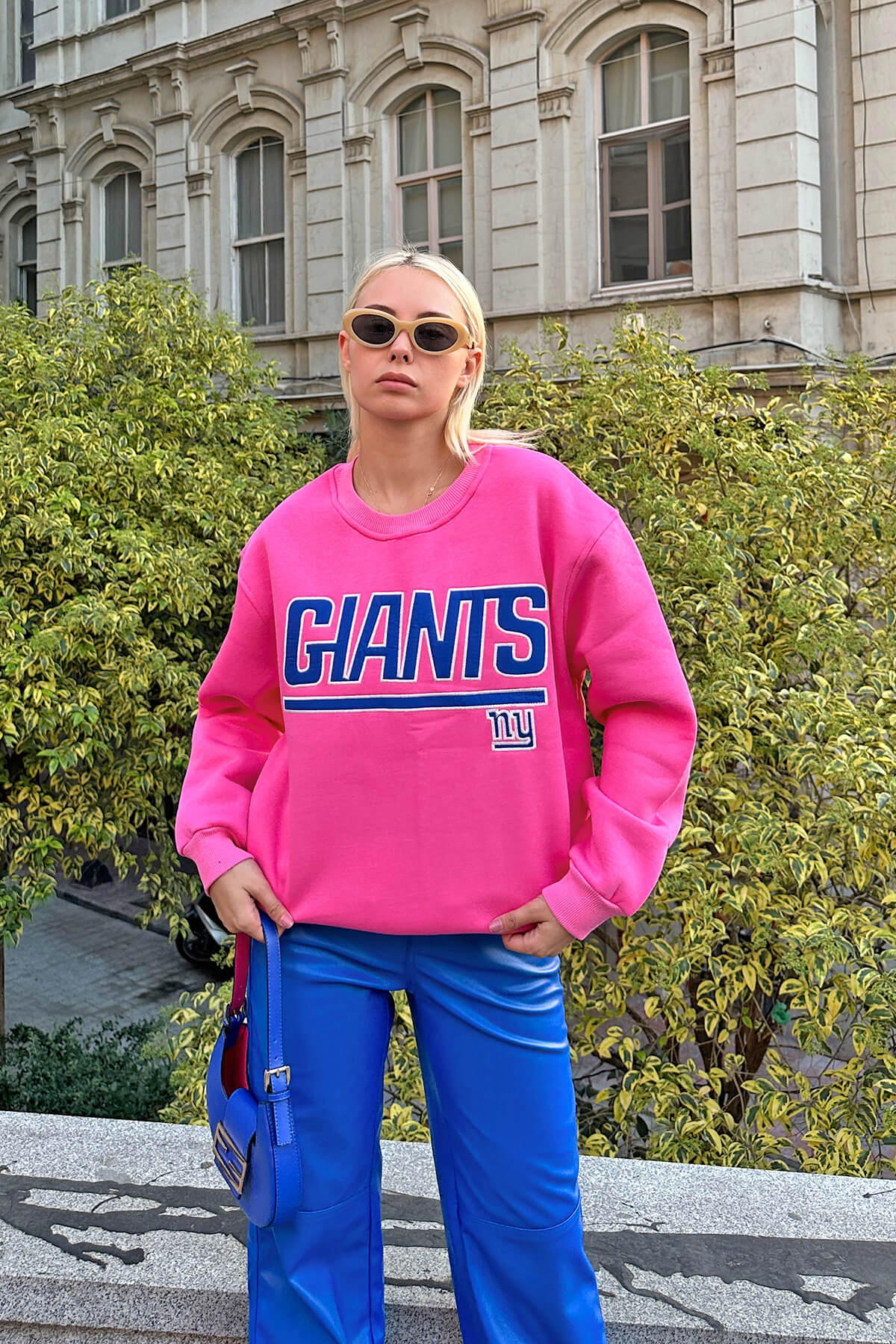 Pembe Giants Nakışlı İçi Pamuklu Kadın Sweatshirt - 3