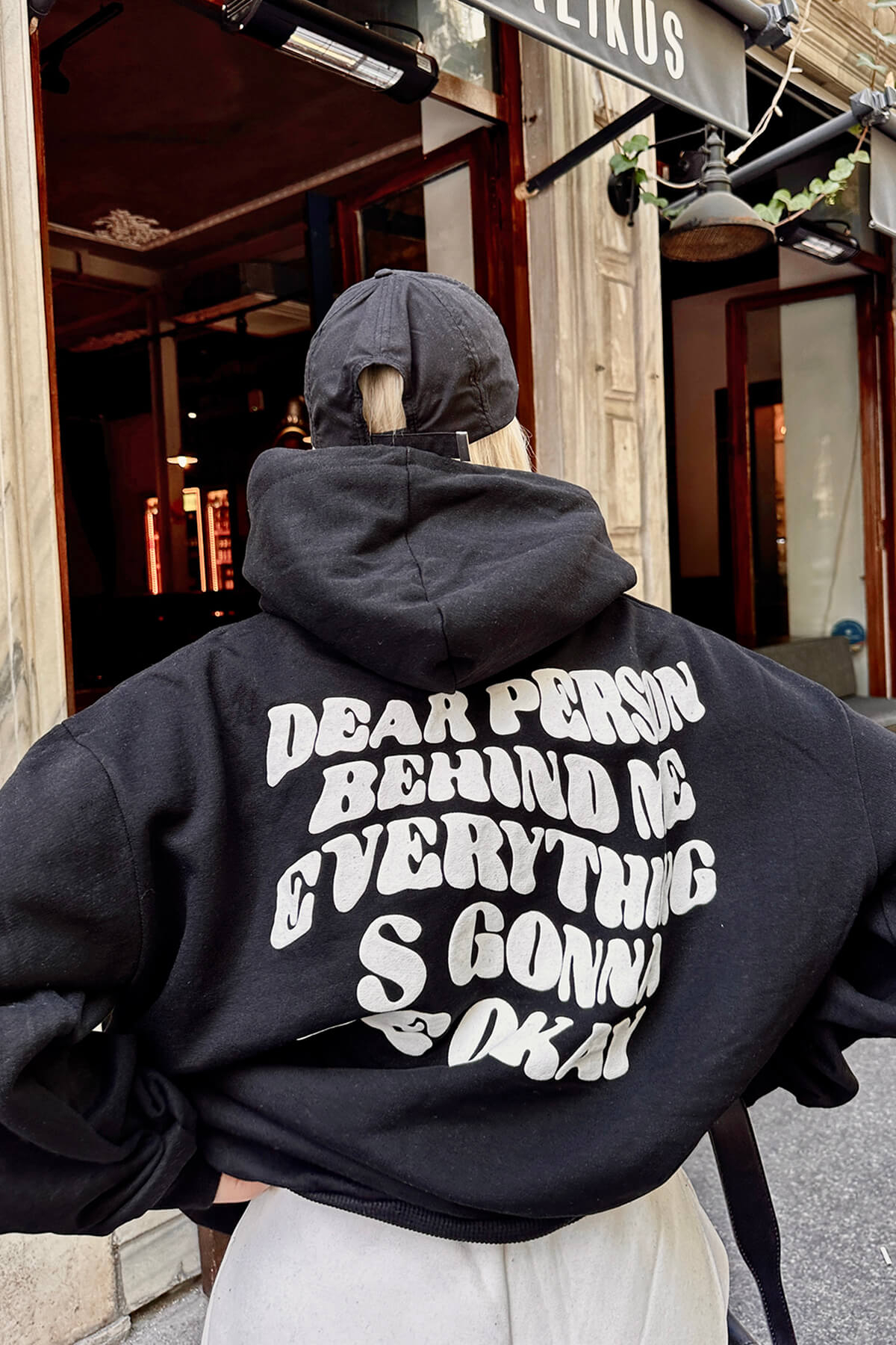 Siyah Dear Person Sırt Baskılı İçi Pamuklu Kadın Sweatshirt - 2