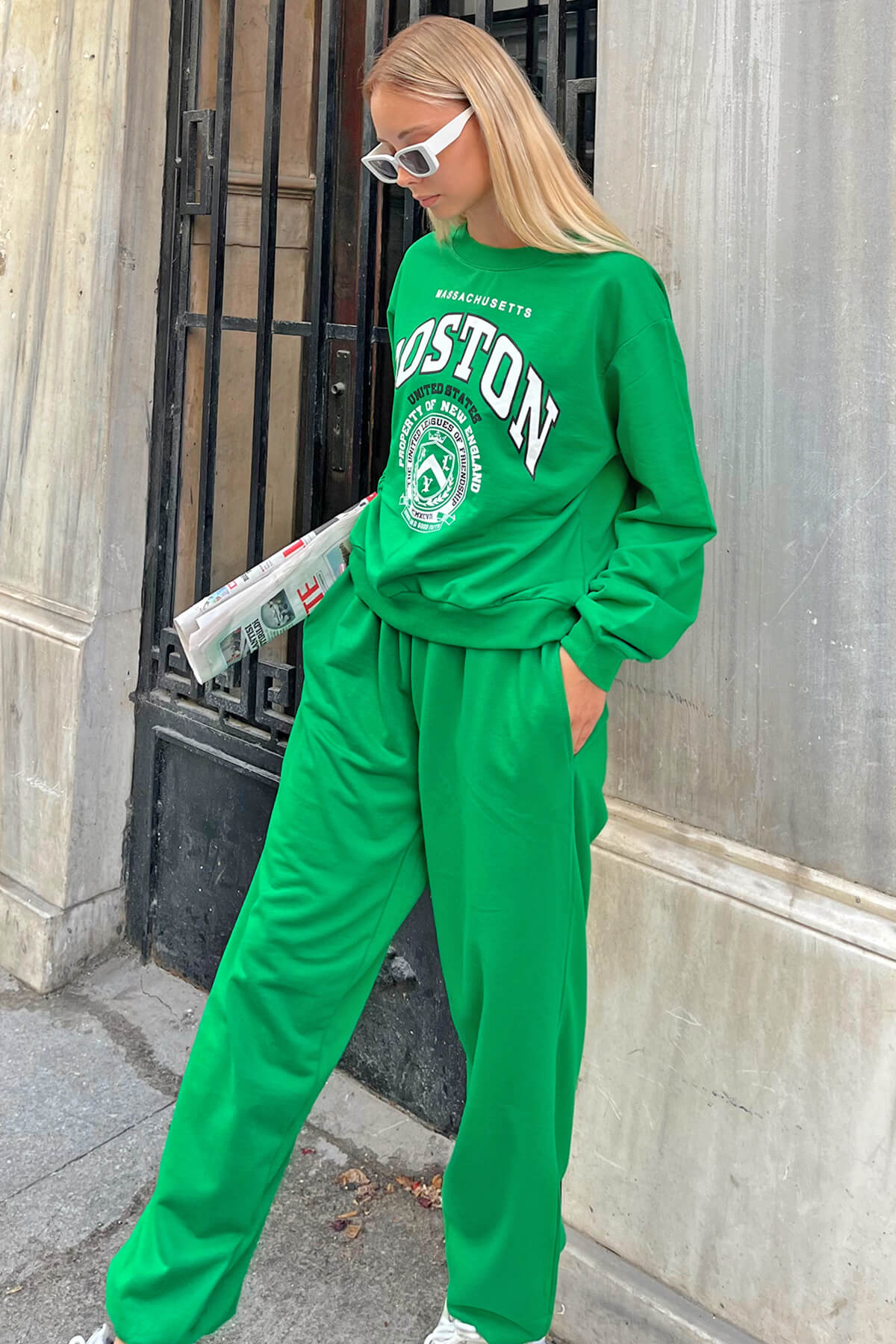 Yeşil Bstn Baskılı Kadın Crop Sweatshirt - 3