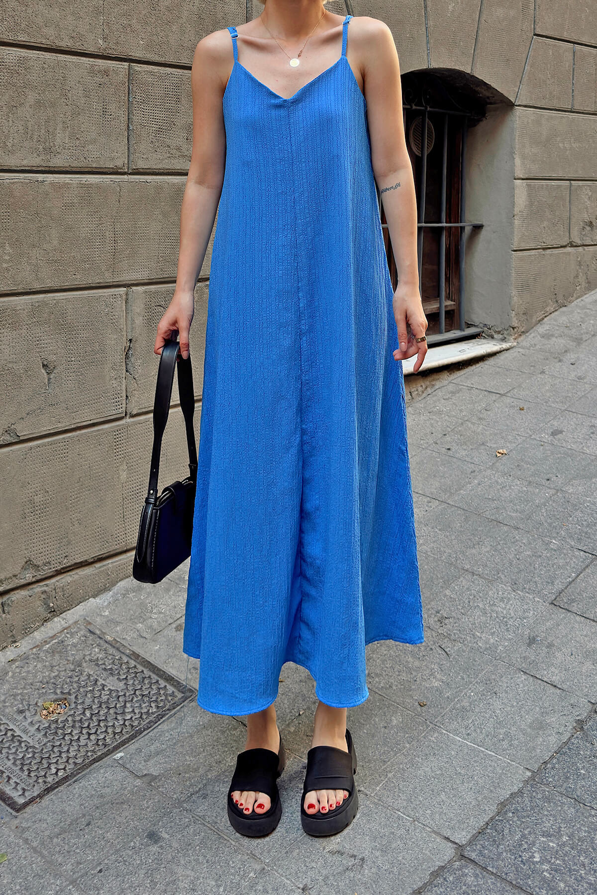 Mavi Raby Ayarlanabilir Askılı Rahat Kesim Kadın Midi Elbise - 4