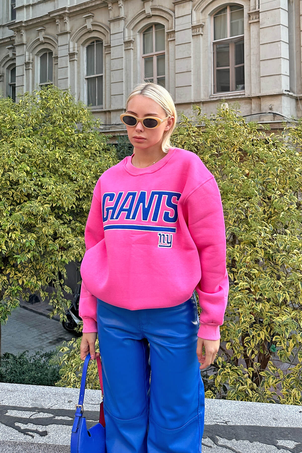 Pembe Giants Nakışlı İçi Pamuklu Kadın Sweatshirt - 4