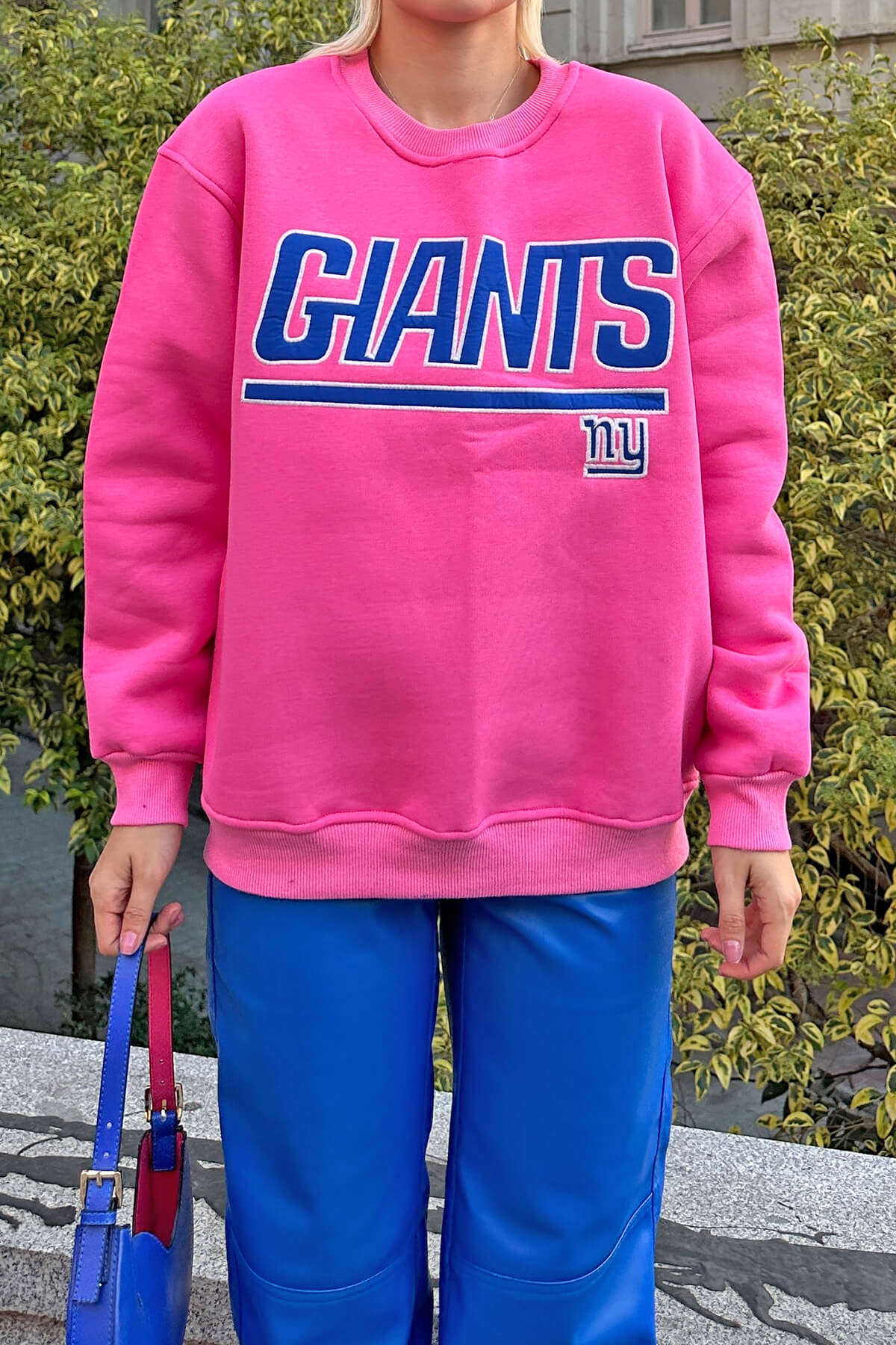 Pembe Giants Nakışlı İçi Pamuklu Kadın Sweatshirt - 5