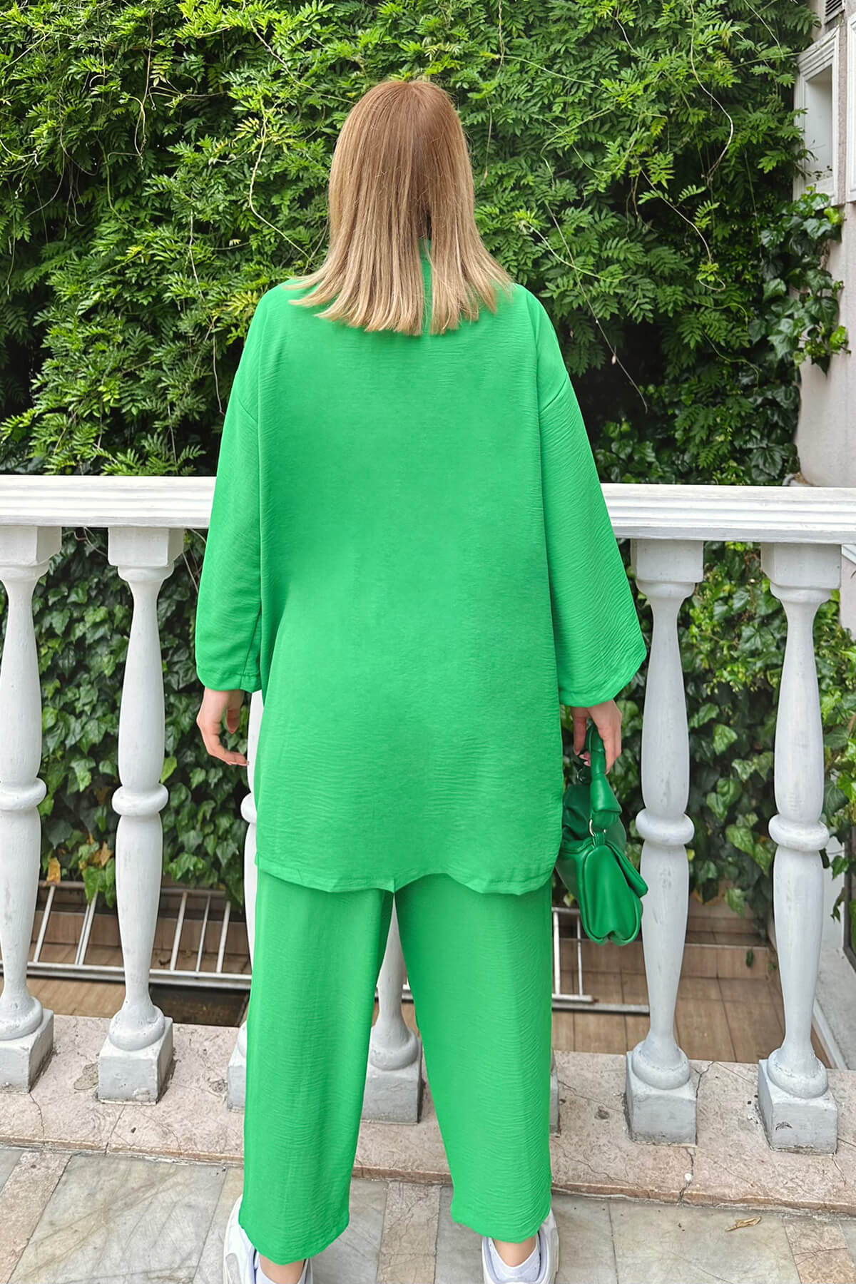 Yeşil Kimono Şalvar Pantolon Kadın Ayrobin Alt-Üst Takım - 5